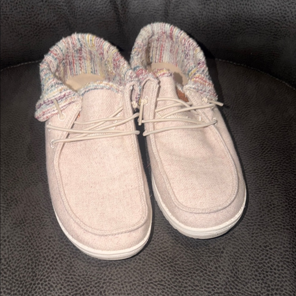 Hey Dude Youth Wendy Fold Slip-Ons with Colorful Knit Trim